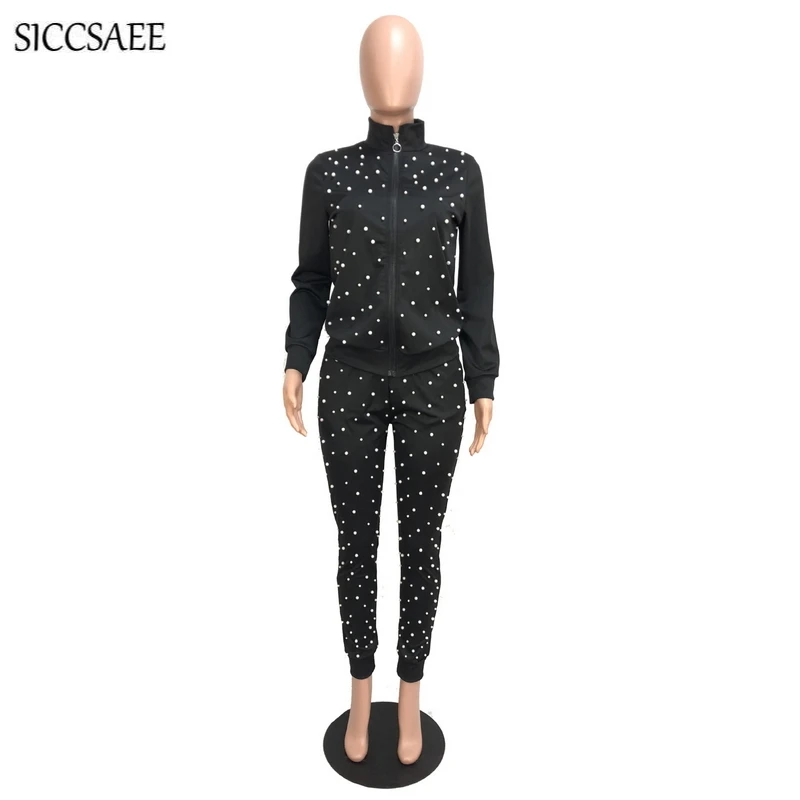 Комплект из двух предметов с бусинами кардиган высоким воротом черный