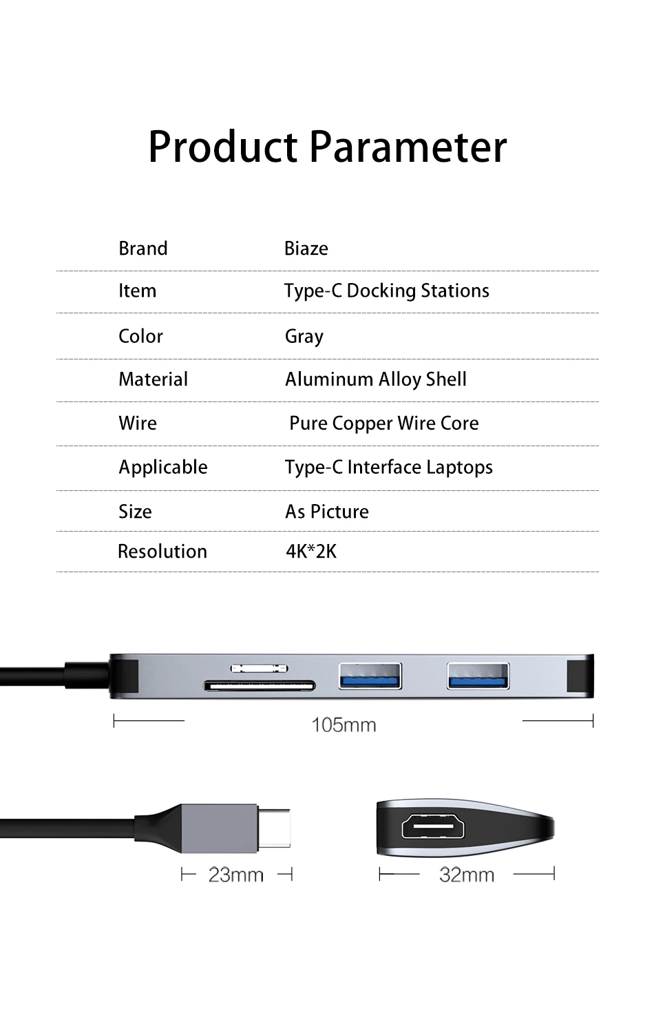 Biaze USB C концентратор type C к Мульти USB 3,0 концентратор HDMI адаптер с SD/TF кард-ридер для MacBook Pro huawei P30/P20 разветвитель usb-хаб
