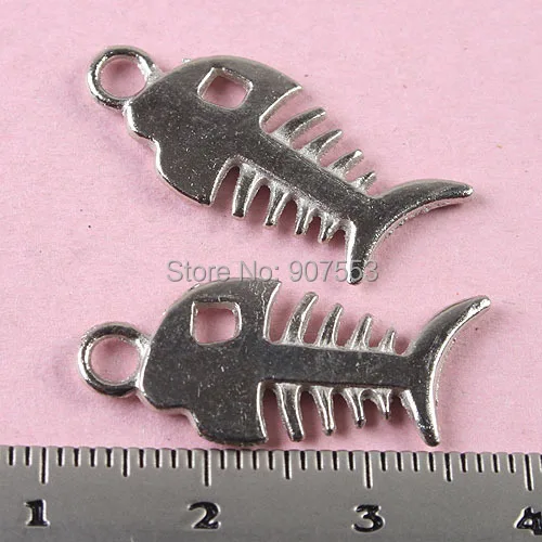 

50pcs white K color crafted fishbone charms H0698