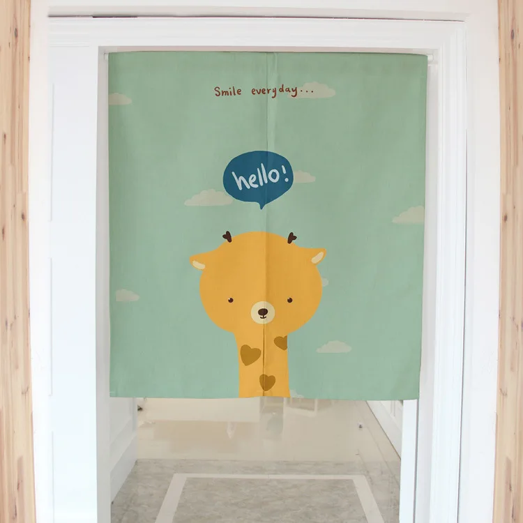 

Nice Curtains Cartoon Giraffe Digital Printing Dimidiate Door Curtain Cotton Linen Household Partition Door Curtain 80x90CM