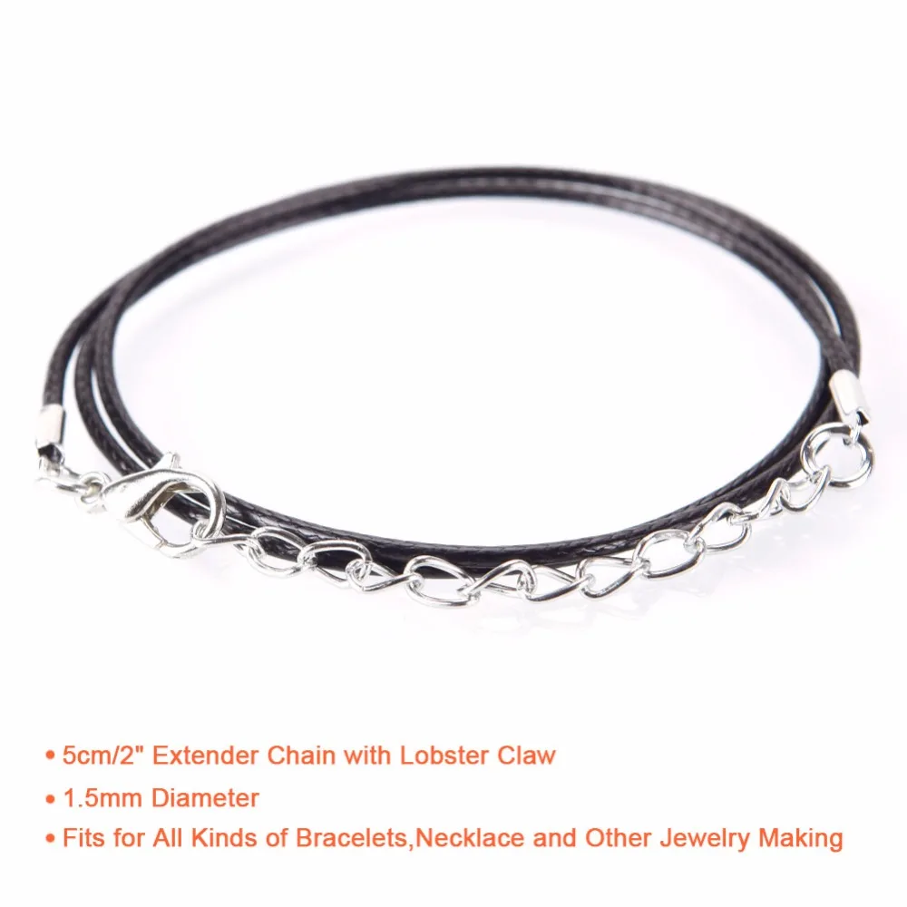 50Pcs/set 18&quot Black Leather Braided Wax Cord Necklace with Lobster Clasps for DIY Jewelry Making | Украшения и аксессуары