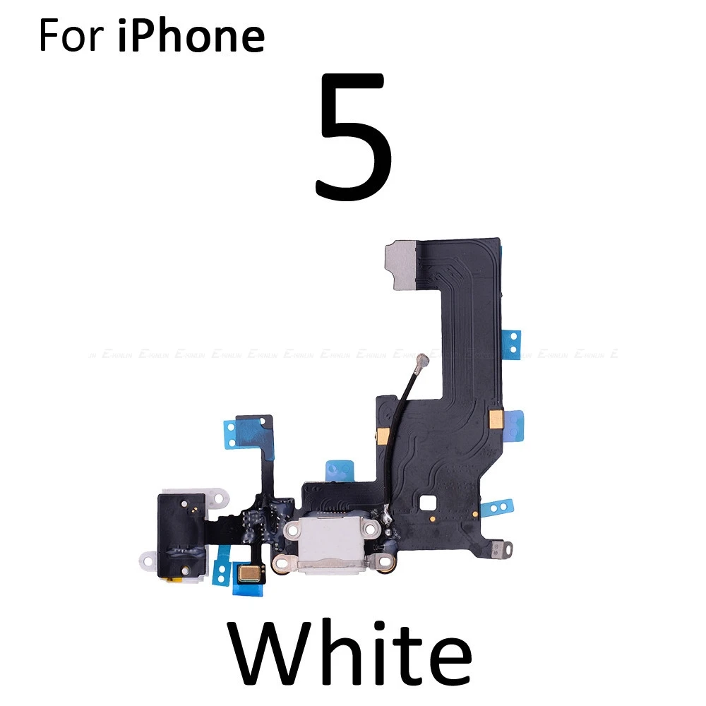 USB док-коннектор, зарядный порт гибкий кабель для iPhone 4S 5 5S SE 6 6S Plus USB зарядное устройство штекер гибкий кабель, запчасти для ремонта - Цвет: For iPhone 5 White
