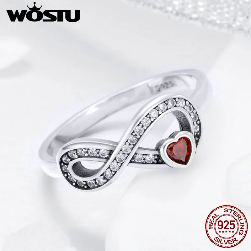Женское кольцо на палец WOSTU модное из 100% стерлингового серебра 925 пробы Infinity Forever