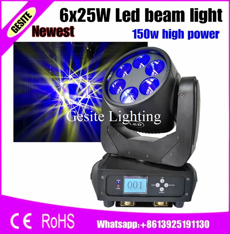 4 шт./лот светодиодный луч сценический светильник с подвижной головкой 6x25 Вт RGBW
