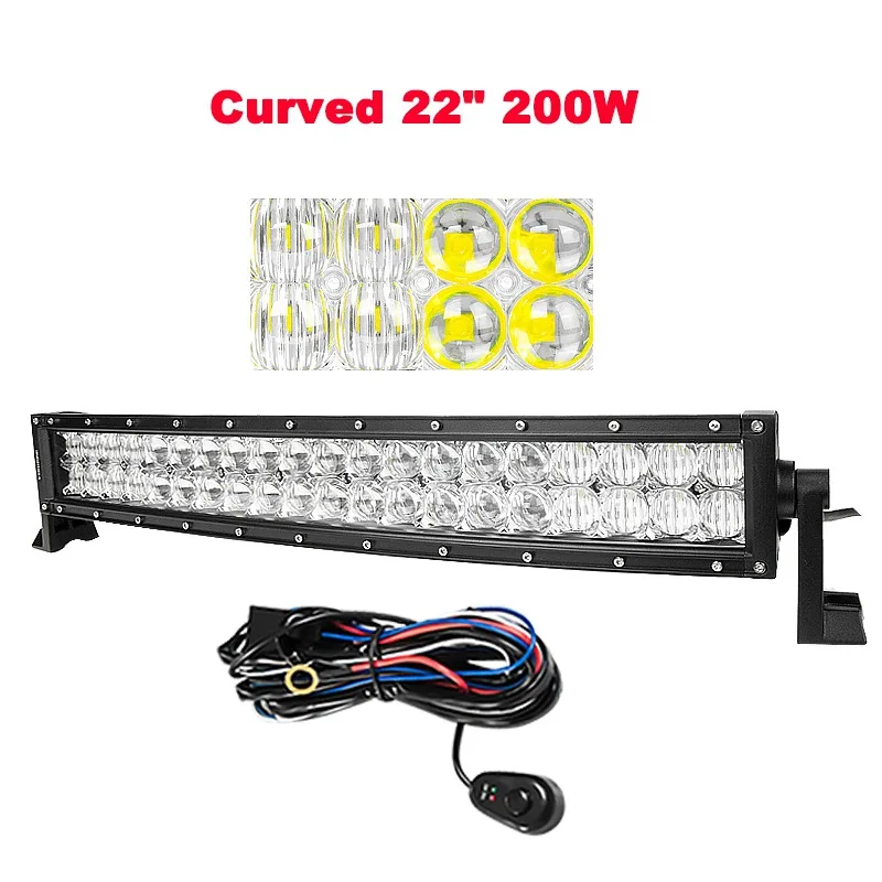 22 Inch With Wire CREK 21 31 41 50 ”5D изогнутый внедорожный светодиодный светильник 4x4 ATV SUV светодиодный бар грузовик бар для Jeep 4WD 4x4 внедорожный внедорожник ATV Грузовик Лодка автомобиль - Цвет: 22 Inch With Wire