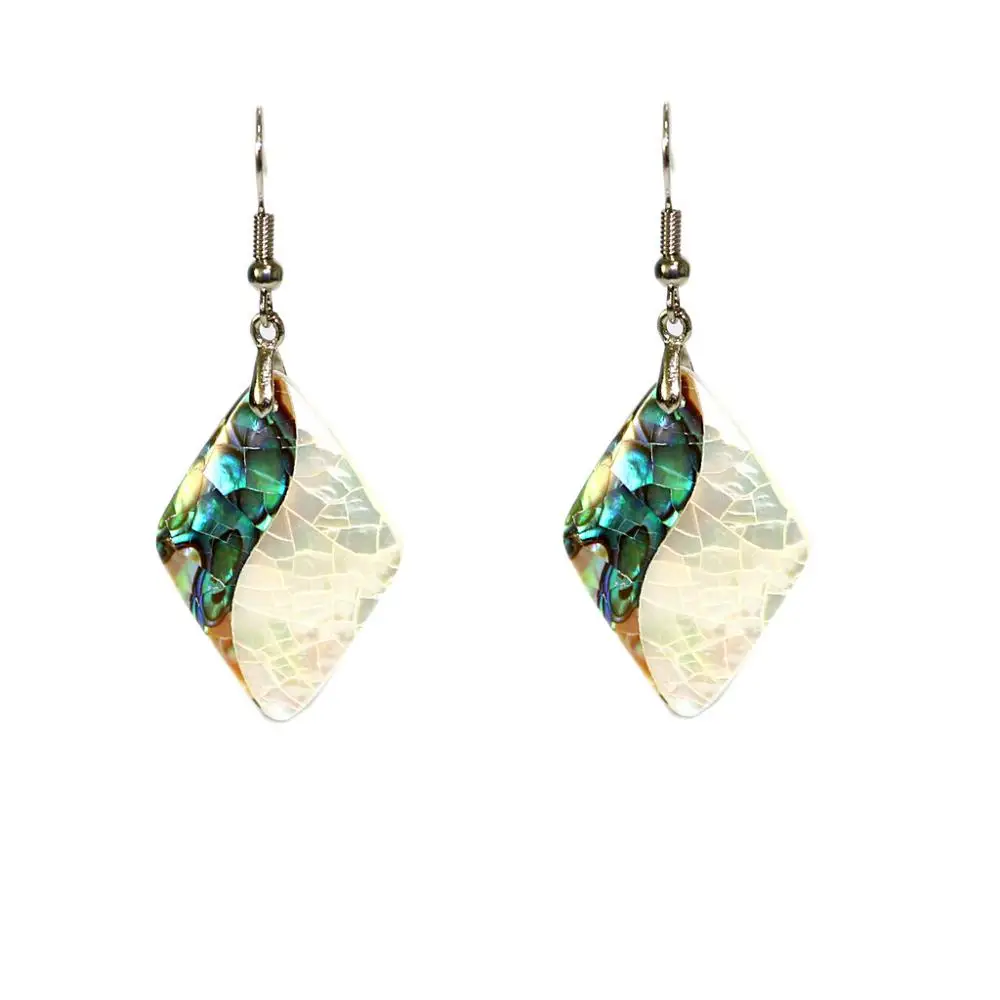 

Fashion 5 pairs of Prismatic white + green abalone shell ladies hot earrings