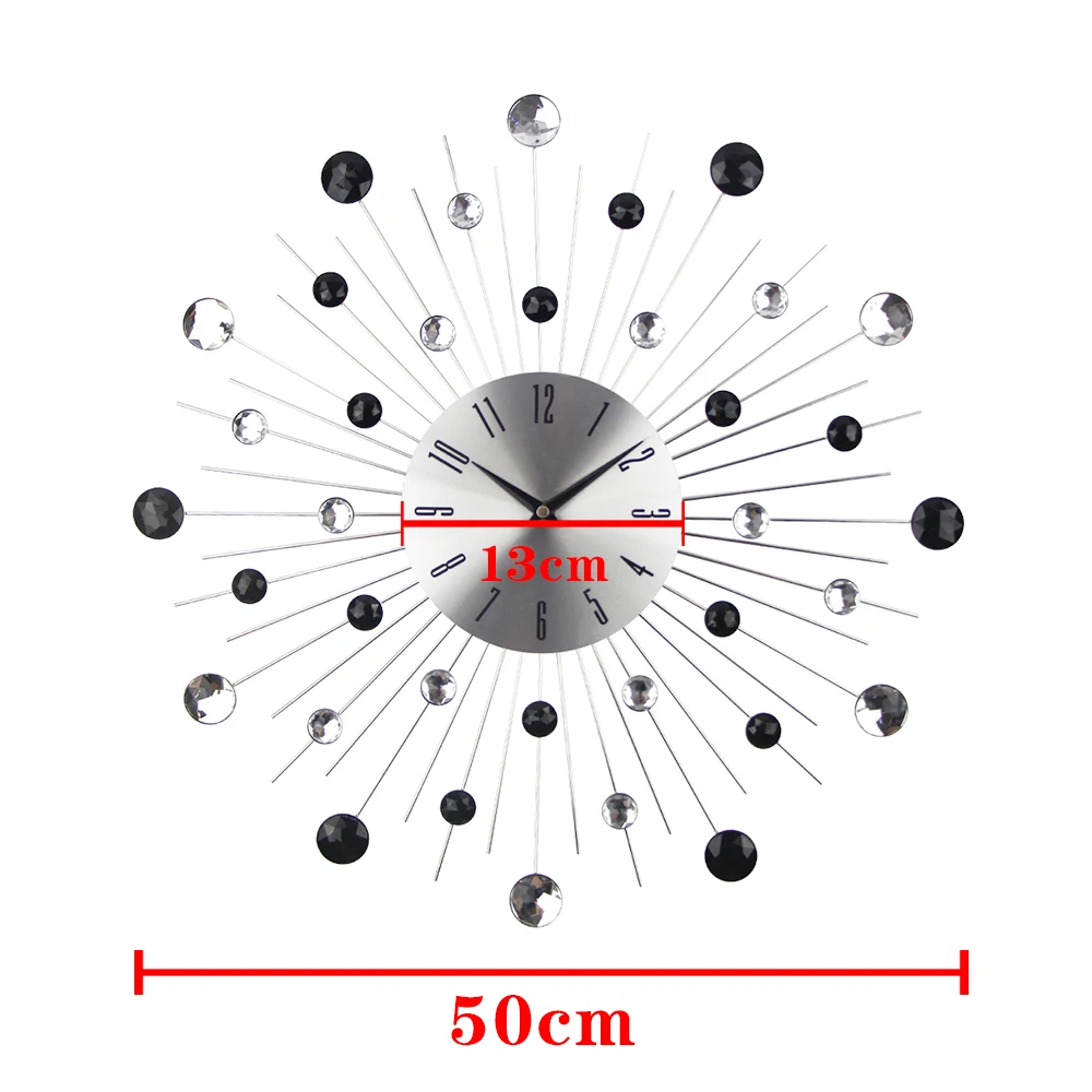 Новое поступление 2019 металлические настенные часы большие с бриллиантами