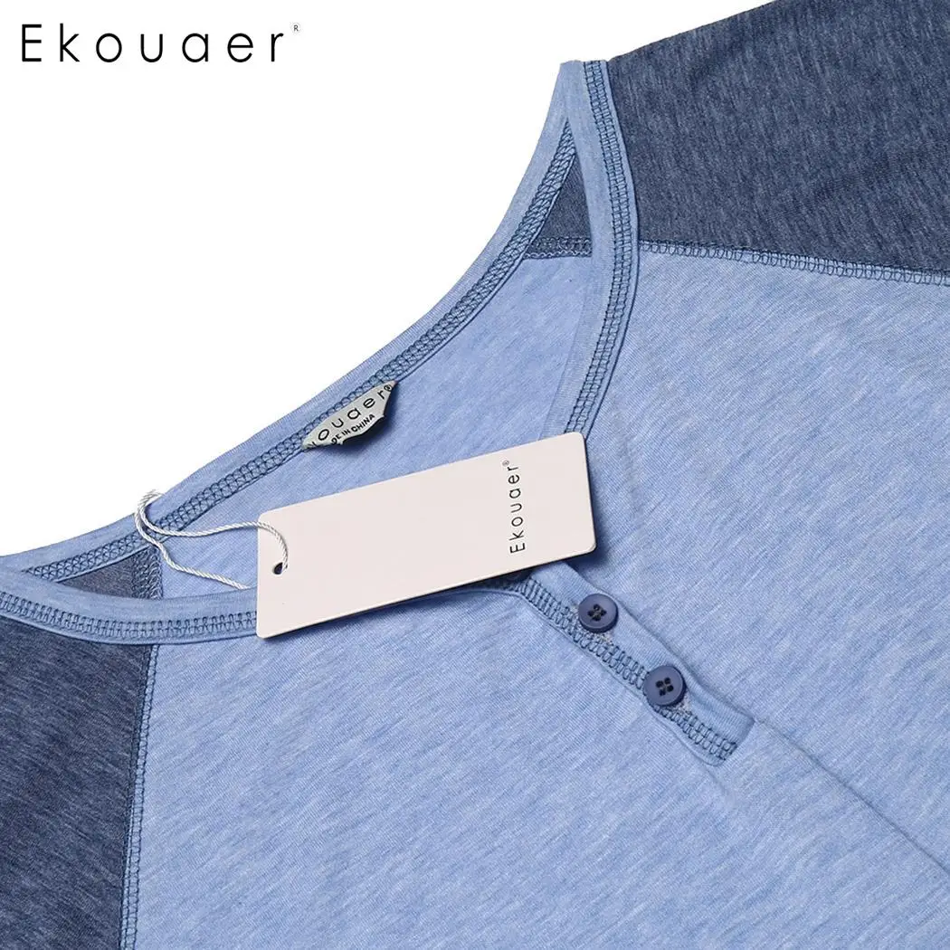 Ekouaer, мужская пижама, Повседневная Ночная рубашка, удобная, короткий рукав, легкая, высокая, ночная рубашка, свободная, ночная Пижама для сна