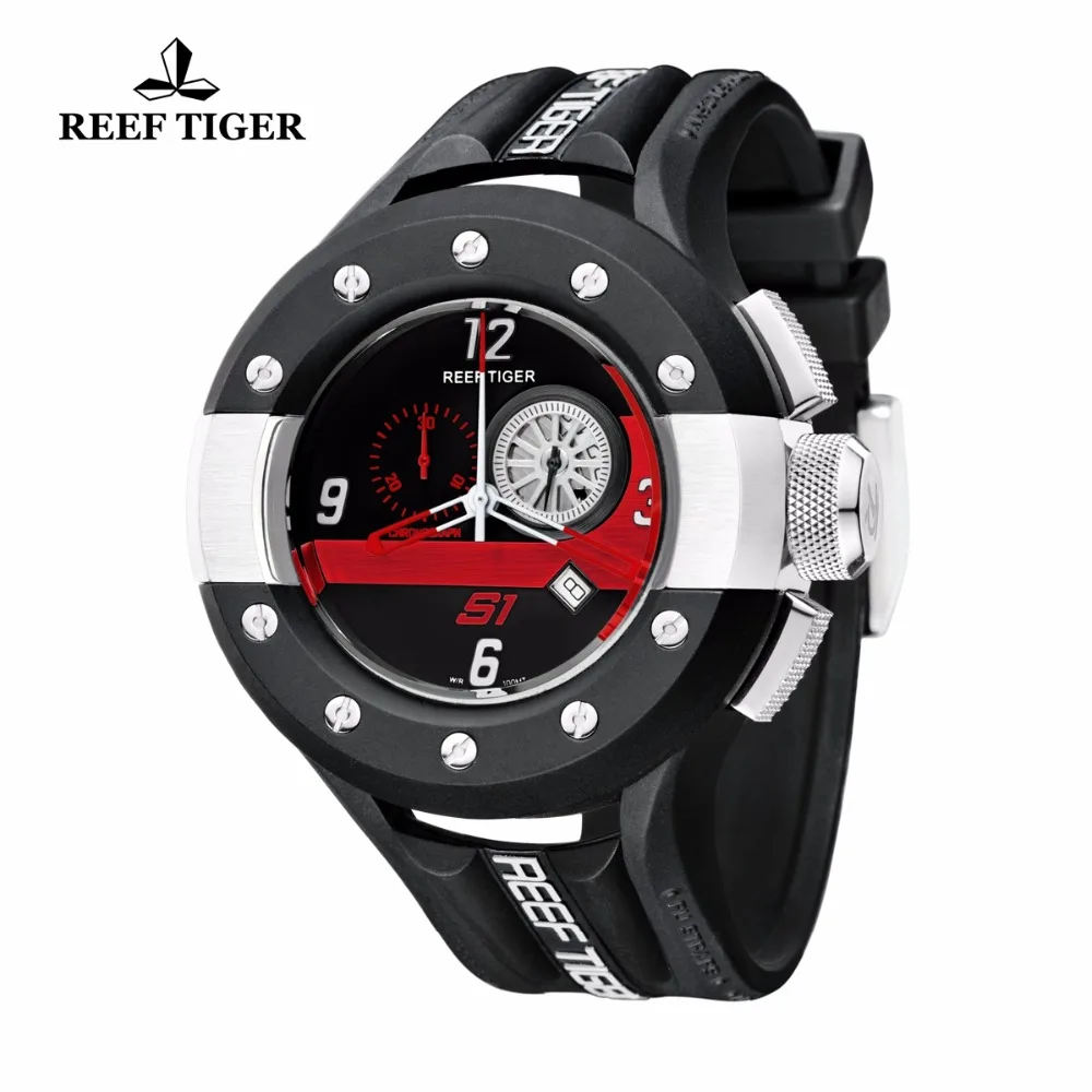 Мужские спортивные часы с хронографом Reef Tiger/RT кварцевые датой и циферблатом на