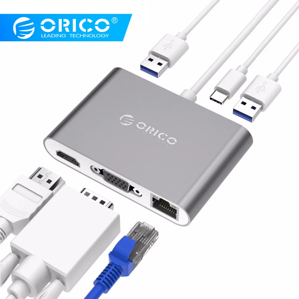 ORICO usb хаб USB C к HDMI VGA type PD адаптер для Mac/samsung Galaxy/huawei 3 0 концентратор RJ45|USB-хабы| |