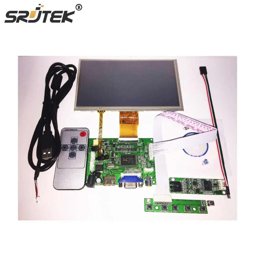 Srjtek7 &quotдюймовый ЖК дисплей цифровой экран + сенсорный и плата привода (HDMI VGA 2AV) для