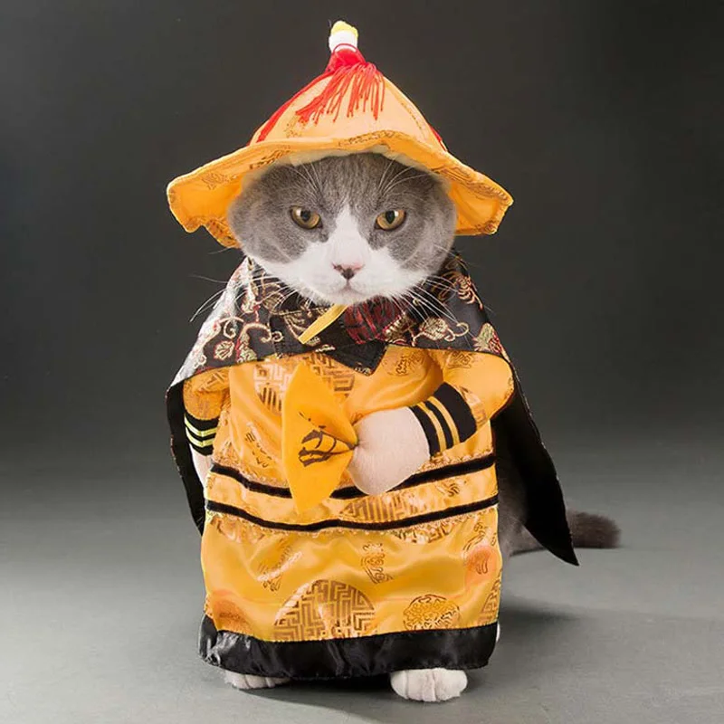 2019 новогодний костюм одежда для кошки китайский Тан пальто Забавный стоячий
