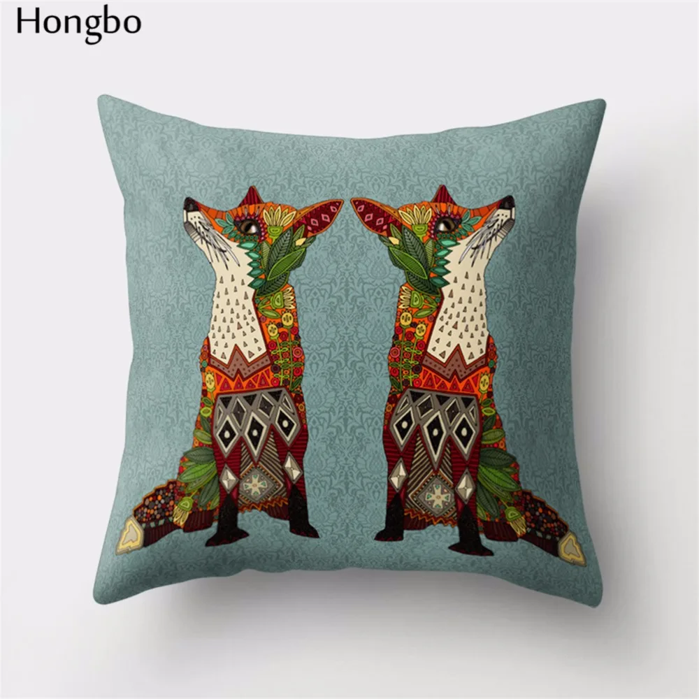 Hongbo 1 шт. мультфильм лиса печати квадратный пледы Наволочки Чехол для подушки для автомобиля диван домашний декор