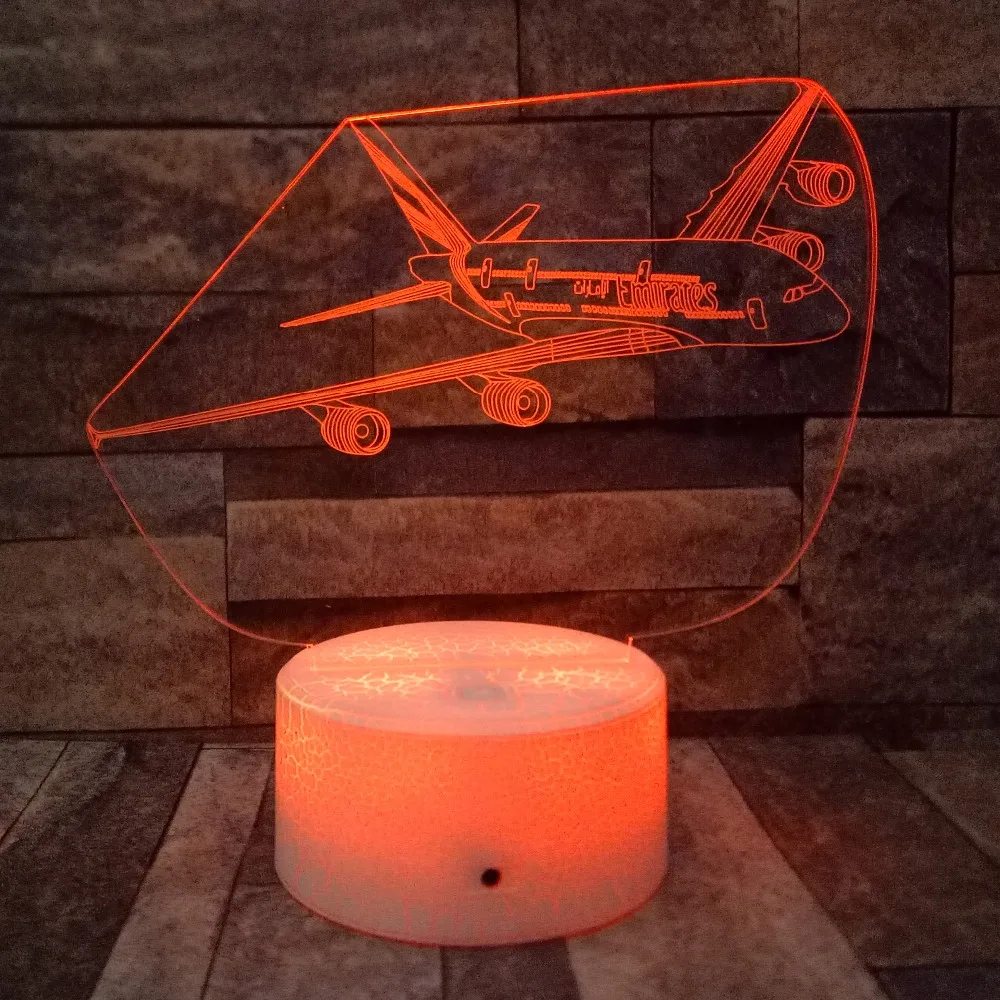 Самолет 3D ночник 7 видов цветов Изменение LED JET настольная лампа художественная