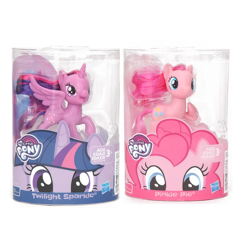 pink purple set box 2 шт./компл. игрушки My Little Pony всех цветов радуги; платье с Сумеречной искоркой серии «маленькие пони ПВХ фигурка Коллекционная модель куклы - Color: pink purple set box