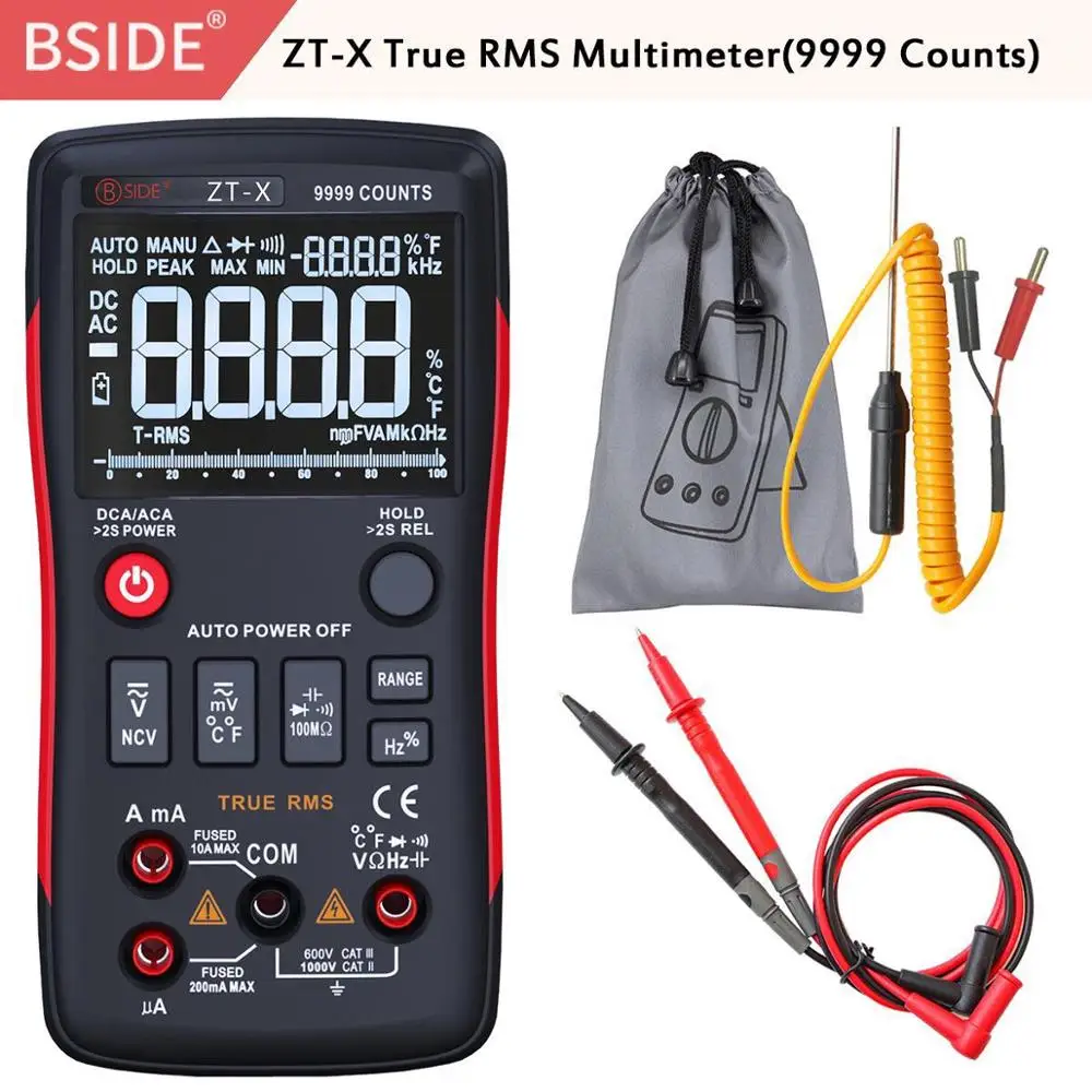 ZT-X Официальный BSIDE 9999 отсчетов туры RMS цифровой мультиметр ZT301/ZT302 Многофункциональный AC/DC Напряжение Температура Емкость Тестер - Цвет: ZT-X
