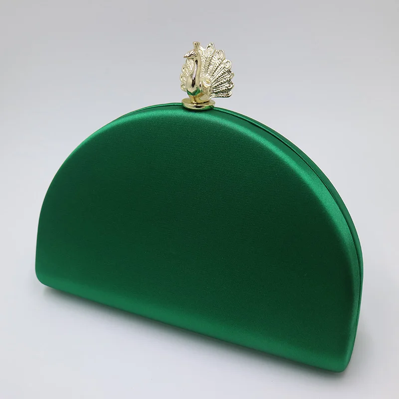 Green as photo Nophia, новинка, коробка в форме павлина, изумрудные вечерние клатчи, шелковые Сатиновые вечерние сумки и клатчи для вечеринки, выпускного, вечерние, темно-зеленые - Цвет: Green as photo