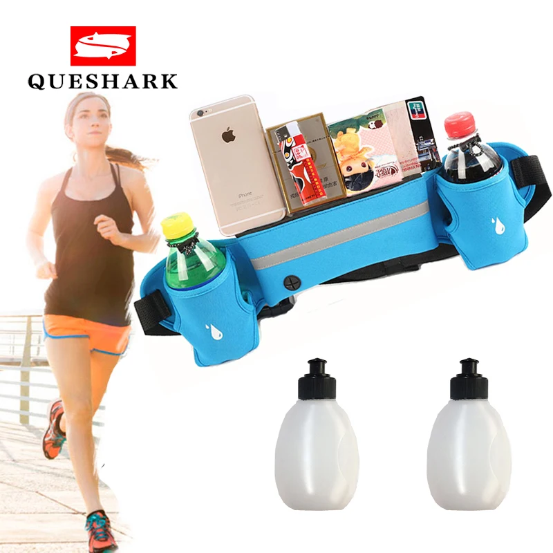 Спортивная поясная сумка Queshark для бега, гидратационный ремень, держатель для бутылки, поясная сумка Marathon, отражающий регулируемый поясной ремень, сумки