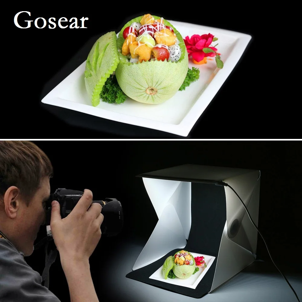 Gosear 22x24x24 см портативный мини складной светодиодный Фотофон для фотостудии