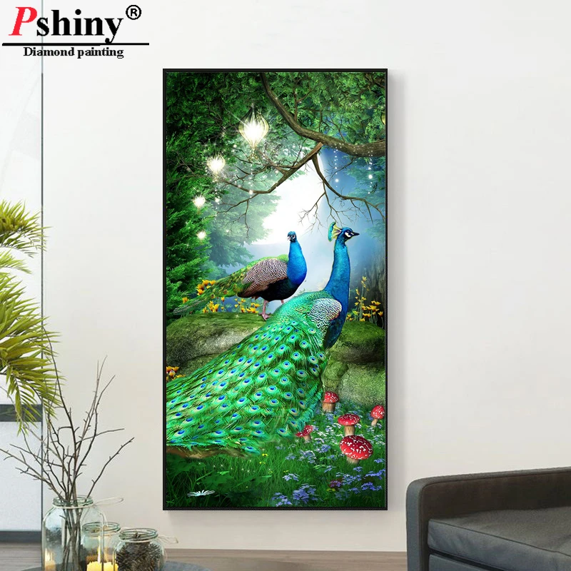 

Pshiny 5d DIY алмазная живопись Полный Круглый Стразы Вышивка крестиком Алмазная вышивка Фонари Павлин mosaichandmade Декор F271