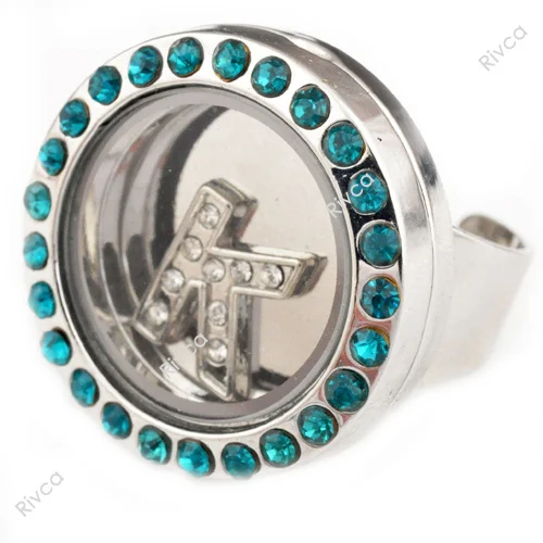 M00055 green adjustable charms locket ring metal jewelry size 25mm x12mm 17-19mm | Украшения и аксессуары