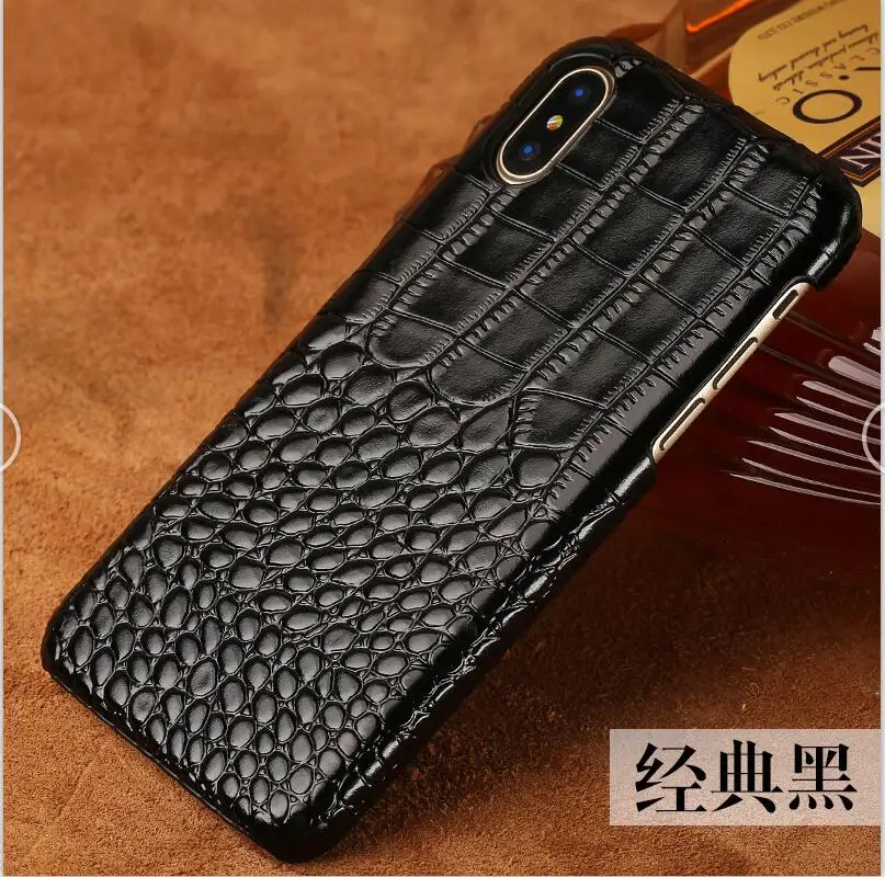 black Чехол для телефона из натуральной кожи для iPhone 11 11 Pro 11 Pro Max X 6 6S 6 7 8 Plus XS Max XR 5 5S se Роскошный чехол из крокодиловой кожи - Цвет: black