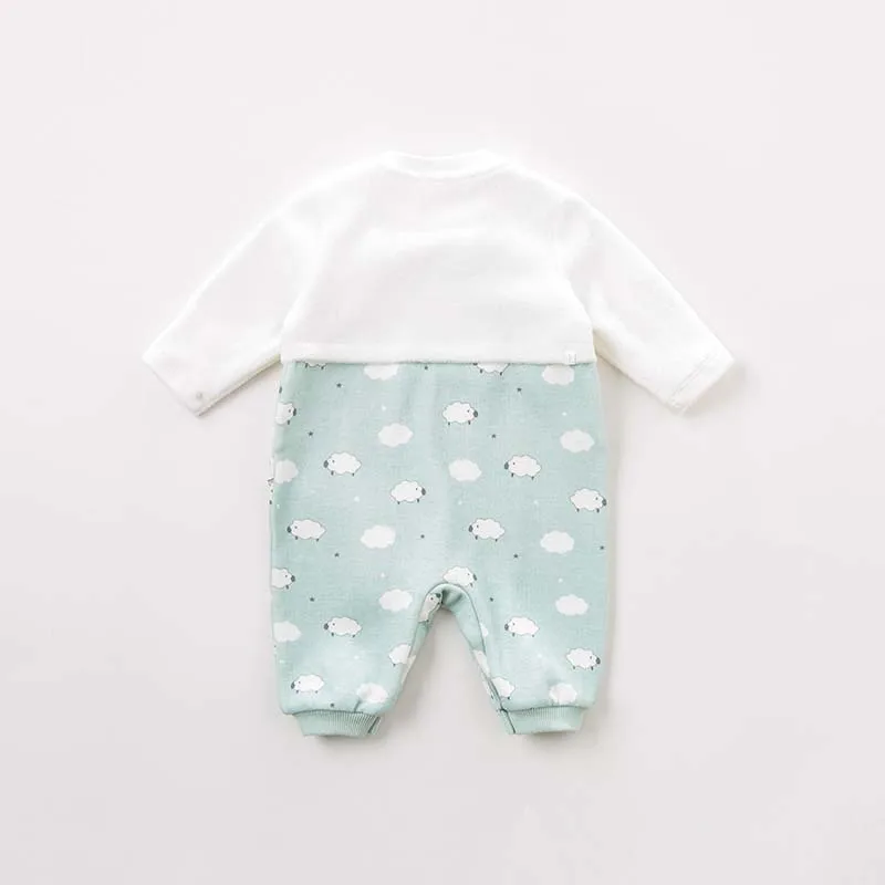 DBH9194 dave bella autumn new born baby sheep print long sleeve romper infant toddler jumpsuit children boutique 1 piece |