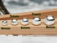 10pcs genuine sterling silver carve designs round beads 4mm 5mm 6mm 7mm 8mm large hole spacers beads 925 sterling silver beads
