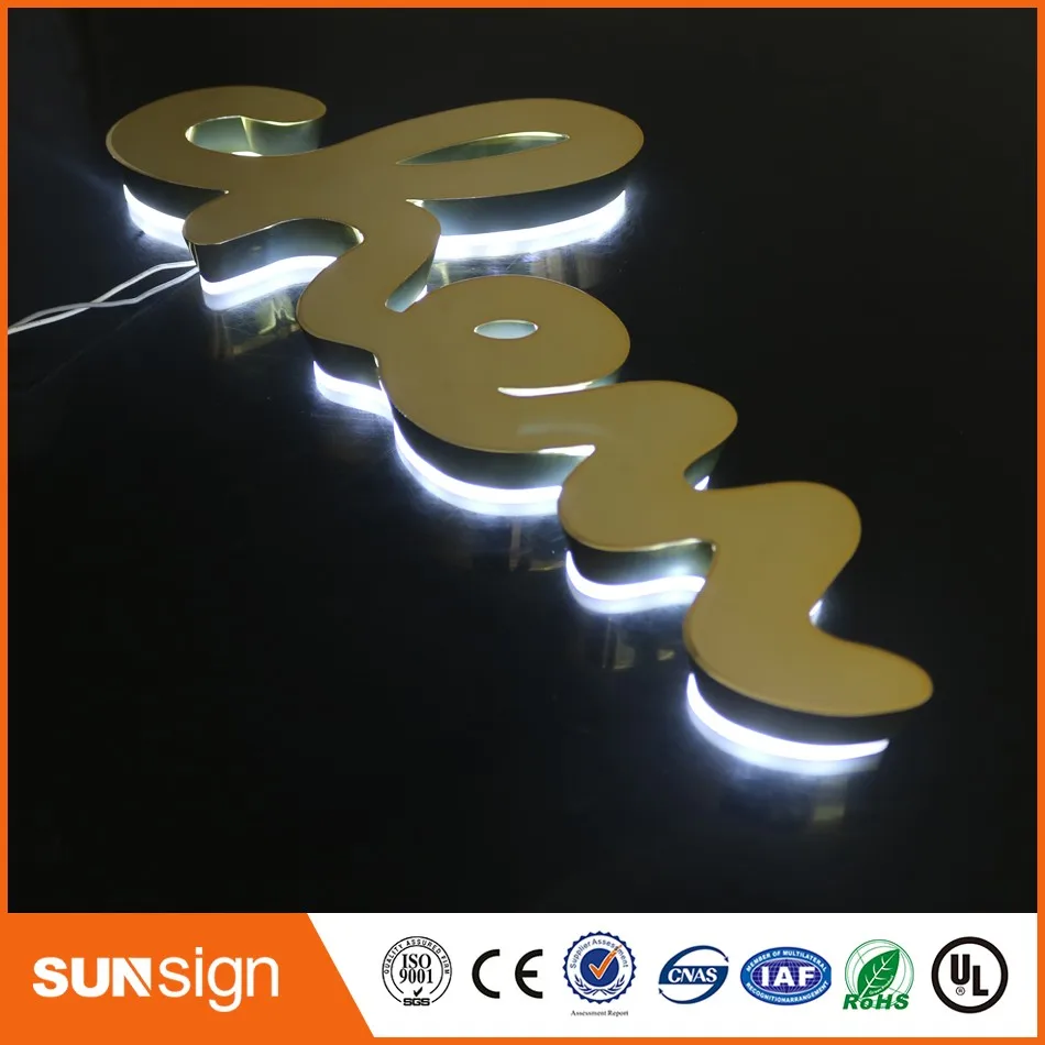 Advertising outdoor stainless steel Backlit LED light letters sign