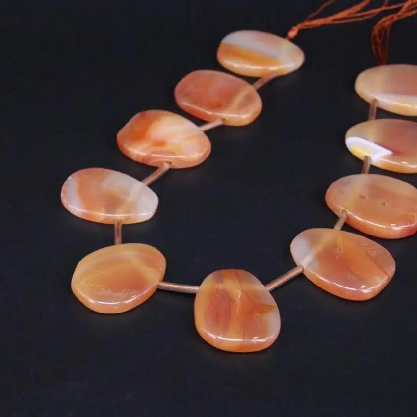 15.5&quot/strand Top Drilled Natural Orange Agates Freeform Slab Loose Beads Raw Onxy Stone Slice Nugget Pendants Jewelry Making | Украшения