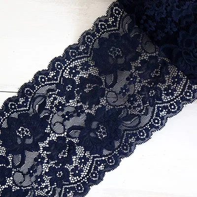Navy Blue 1 ярд зубчатая нейлоновая эластичная кружевная отделка для DIY аксессуары пошива одежды аппликация французская сетка эластичная кружевная ткань отделка - Цвет: Navy Blue