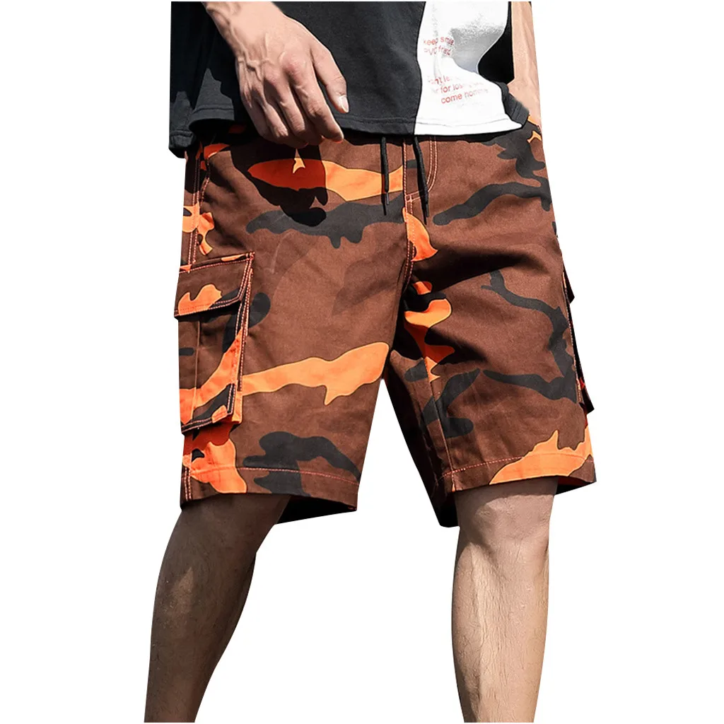 D Men's Summer Fashion Simple Wild Outdoors Casual Camouflage Overalls Plus Size Sport Shorts Loose Mid Pants Calcoes casuais 50 - Цвет: D