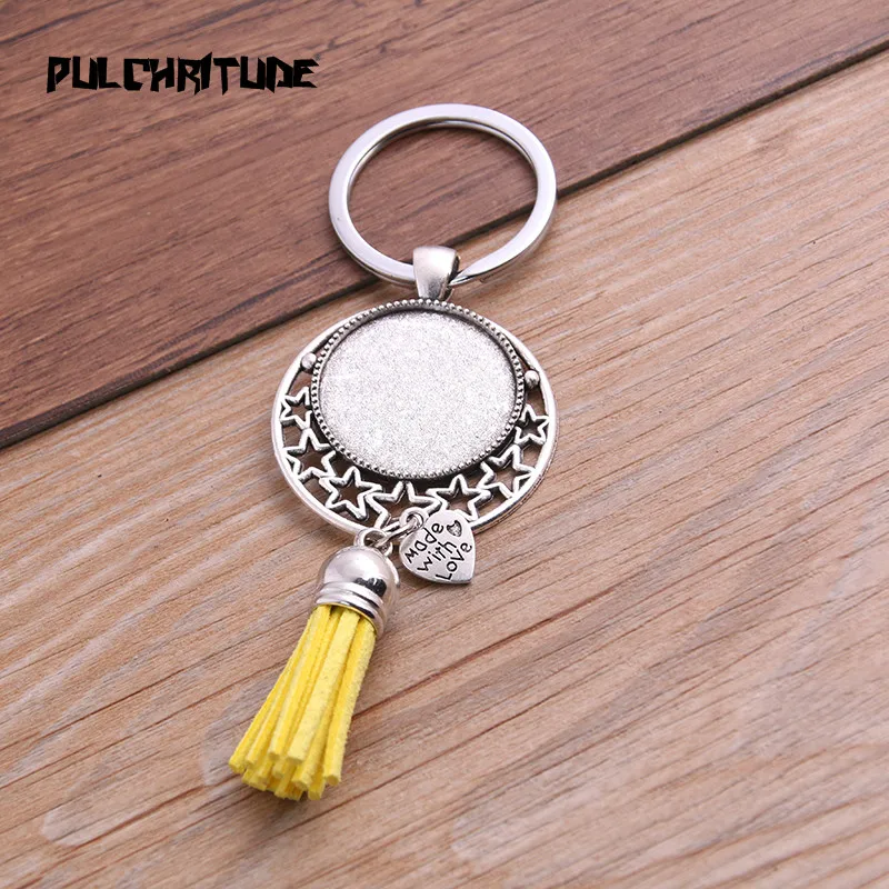 PULCHRITUDE 1 шт. металлические 9 цветов кисточки брелоки цепи Filligree подходят круглый 25 мм серебряный Кабошон логотип кулон Diy Ювелирные изделия P6795