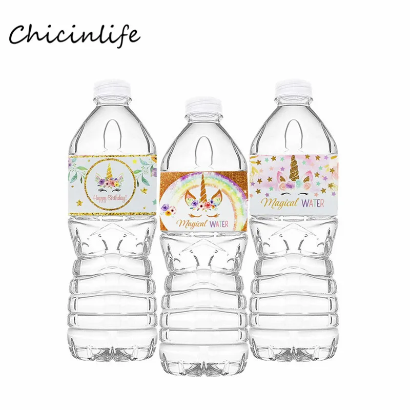 

Chicinlife 12pcs Unicorn Water Bottle Wraps Unicorn Party Decoration Water Bottle Stickers Birthday Supplies