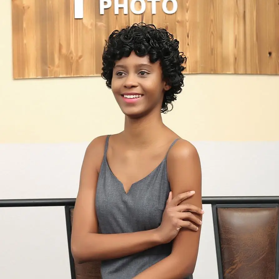 Для женщин короткие чёрный коричневый frontcurly прическа Синтетические волосы