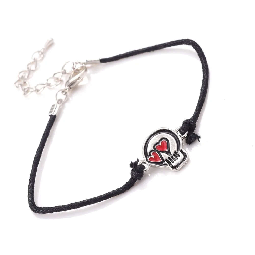 2 шт./комплект женские браслеты с подвеской в виде черепа и сердца|bracelet fashion|fashion
