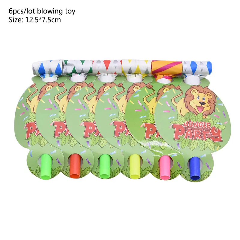 blowing dragon toy Джунгли вечерние зеленые одноразовые столовые приборы Животные Сафари день рождения милый Декор с животными бумажные тарелки и стаканы скатерть поставки - Цвет: blowing dragon toy