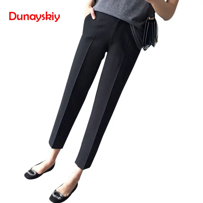 Летние прямые свободные брюки с высокой талией офисные женские тонкие Капри