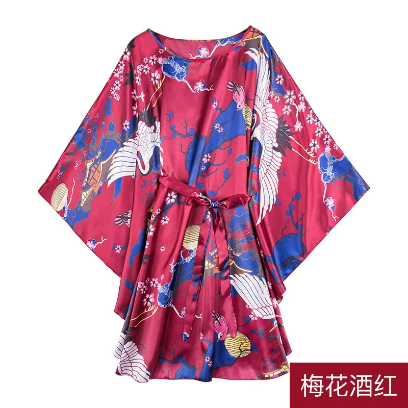 Модный женский летний халат женское банное платье из искусственного шелка Yukata