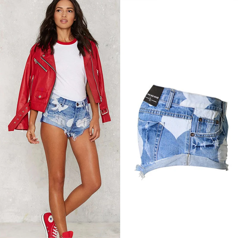 Шорты женские рваные из денима с бахромой и высокой талией лето 2020 | Женская