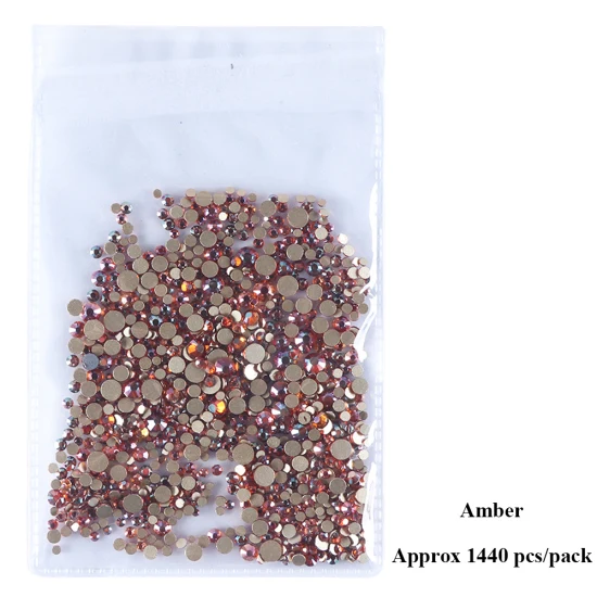 Amber 1440 шт смешанных размеров Стразы для ногтей для маникюра с плоской задней стороной Алмазная форма Кристальные блестящие камни для дизайна ногтей украшения Драгоценные камни TR1015 - Цвет: Amber