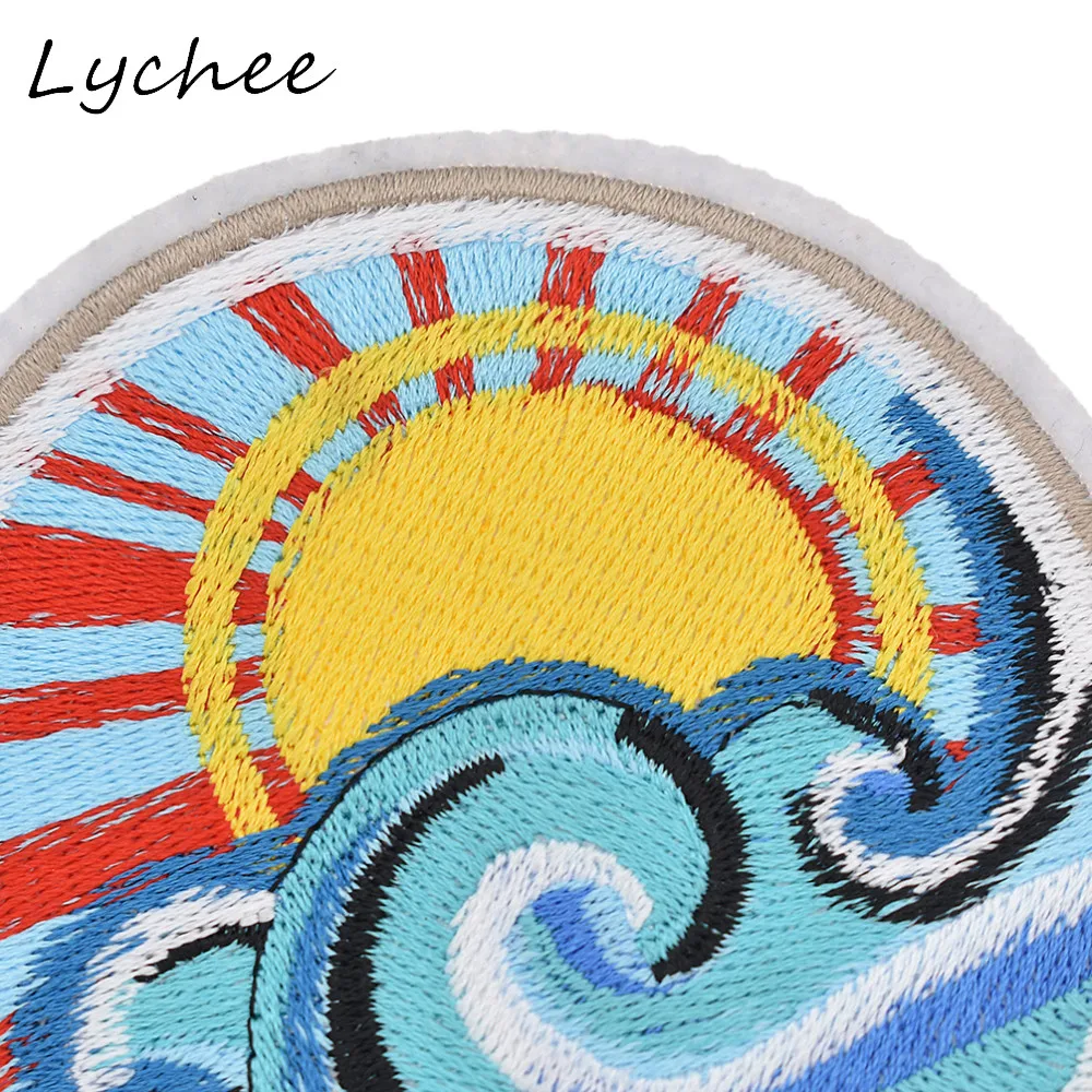 Lychee красочные круглой формы Япония Harajuku солнечные нашивки Surf волны океана Утюг