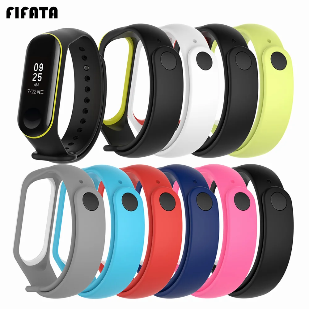 Спортивный ремешок FIFATA для Mi Band 4 силиконовый браслет Xiaomi трехцветный смарт