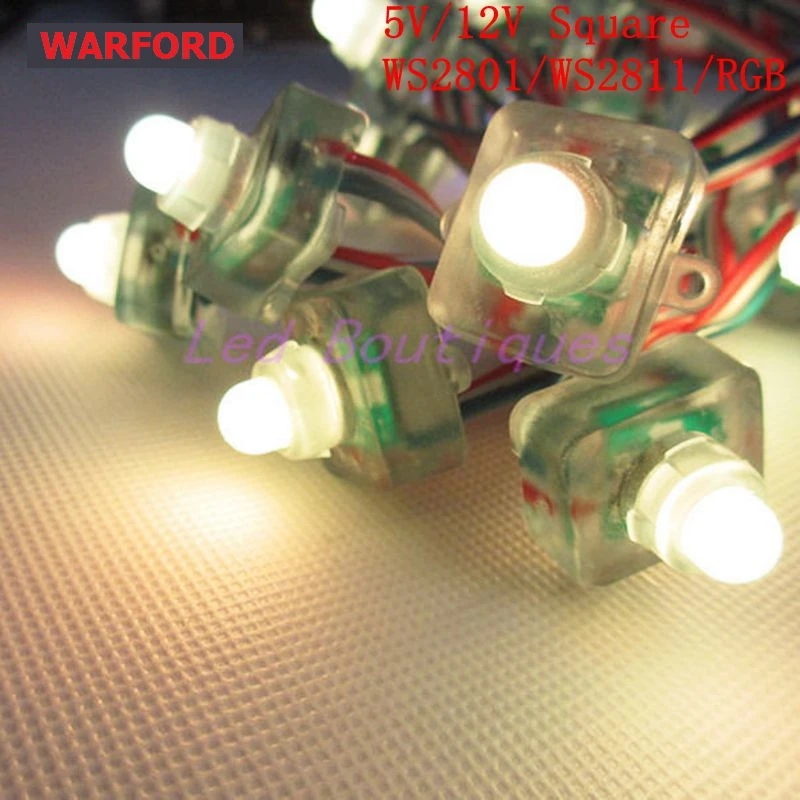 50 шт. ws2811 ws2801 RGB led модуль строка квадрат индивидуально адресуемых IP68