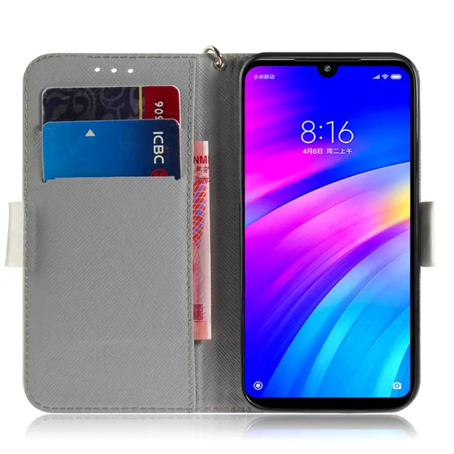 Redmi 7 флип-кейс для Xiaomi Чехол кошелек чехол телефона из искусственной кожи