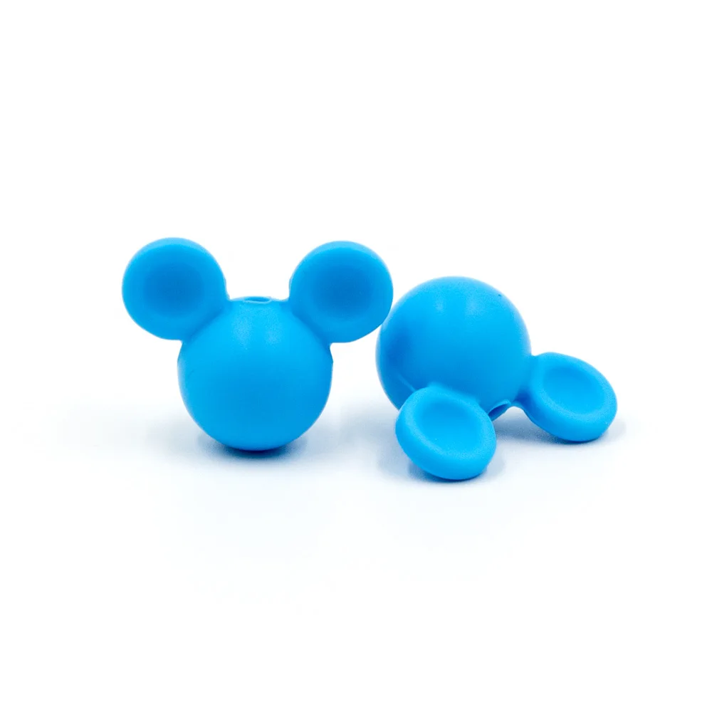Sky Blue 10 шт. Микки силиконовые бусины, Прорезыватель игрушки Жевательные бусы BPA бесплатно DIY Perle силиконовые Товары для малышей - Цвет: Sky Blue