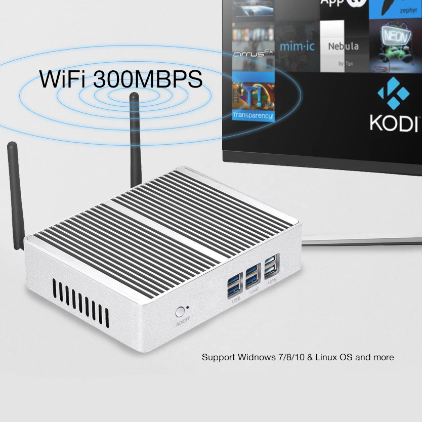 XCY X32 безвентиляторный мини ПК Intel Pentium 4405U HDMI VGA 6* USB 300 Мбит/с WiFi HTPC микро настольный компьютер NUC Windows 10 Linux