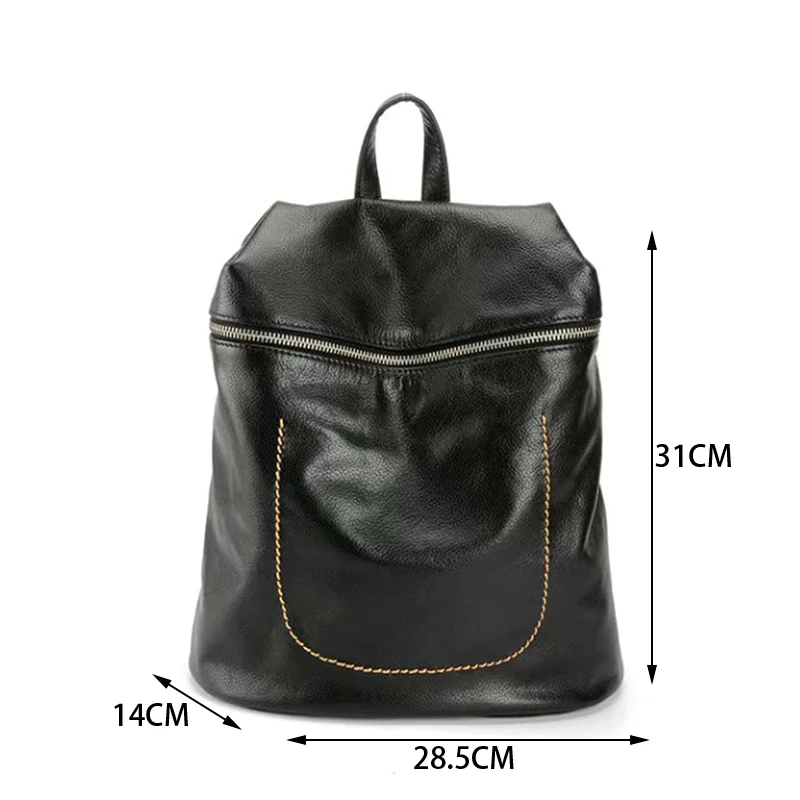 

AETOO Head cowhide double shoulder bag zipper leather bag cylindrical college wind vintage Bag