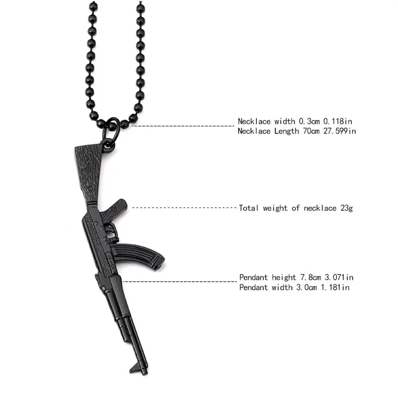 Новая мода армии Jewelry AK47 винтовка пистолет кулон Цепочки и ожерелья Хип-хоп Стиль