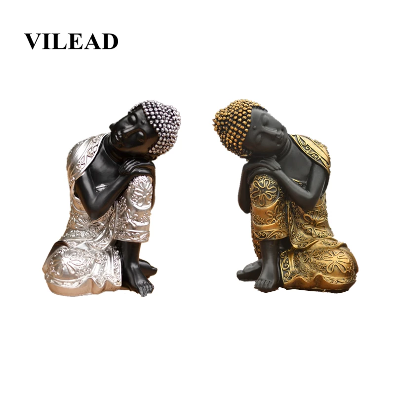VILEAD 14 см Смола Спящая статуэтки Будды креативное символьное украшение Гостиная входной коврик Ретро резьба ремесла статуя